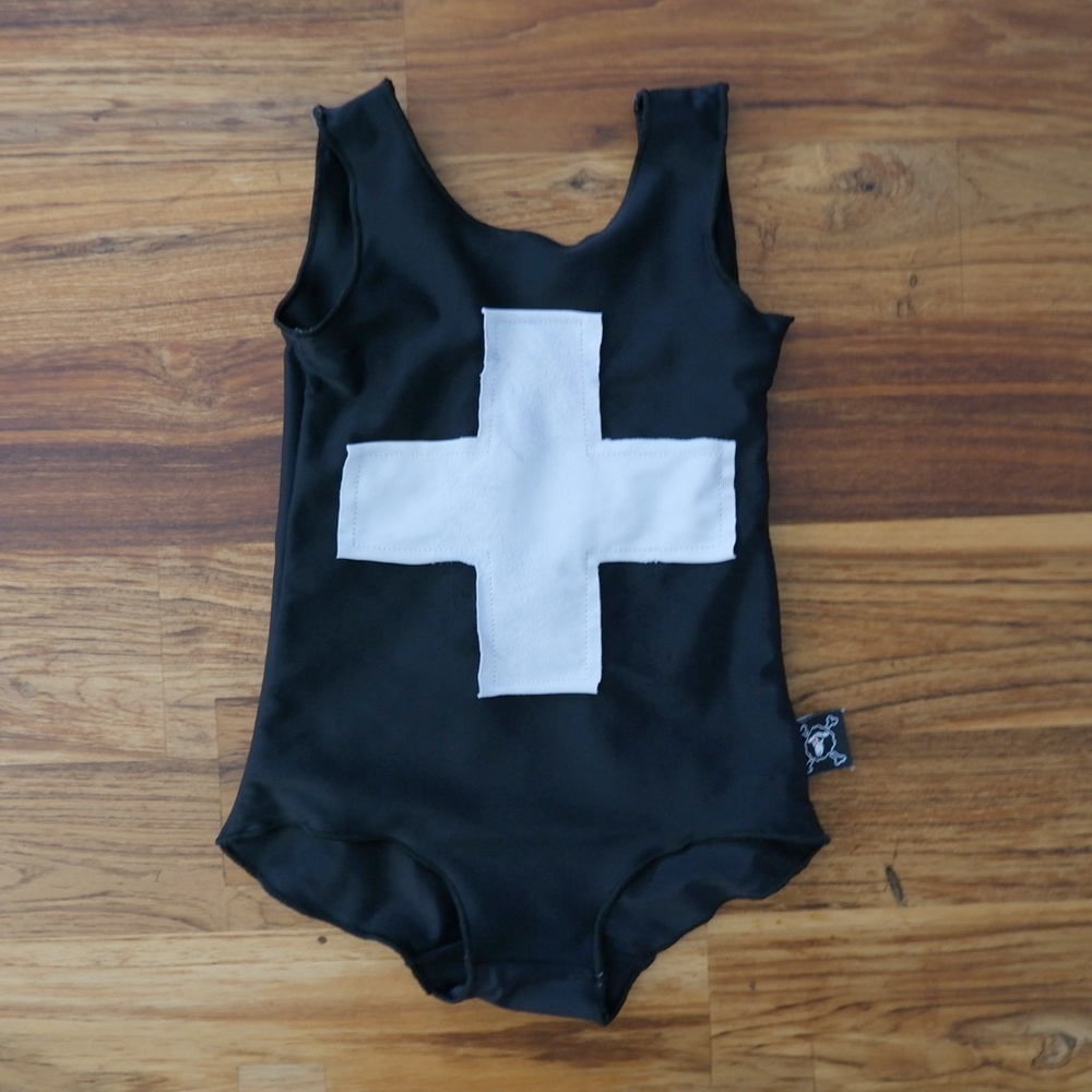 nununu Black One-Piece Swimsuit with White Cross